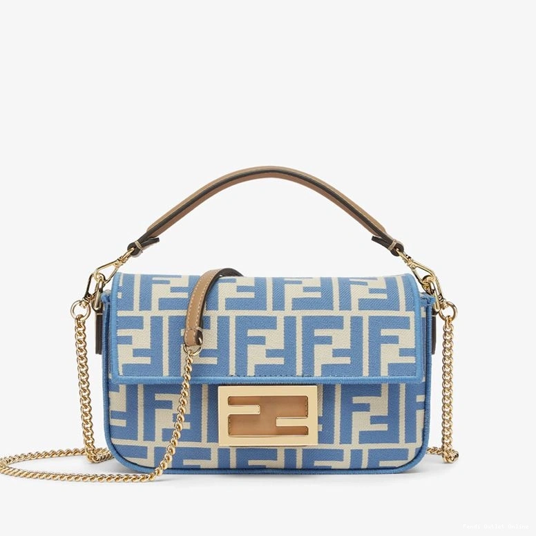 Cheap Fabric Fendi Mini In Baguette Blue Bag Motif FF 0727